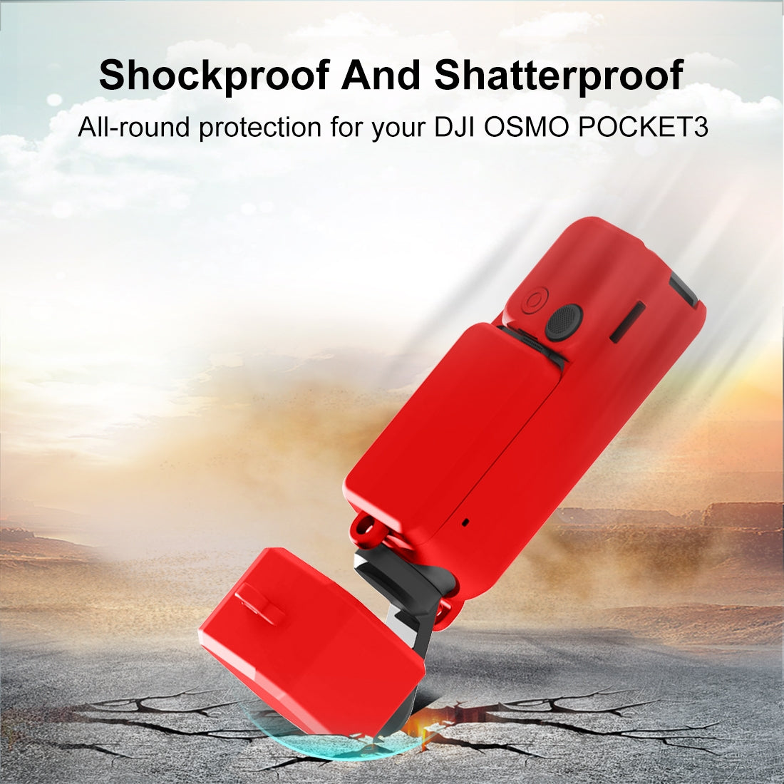 For DJI OSMO Pocket 3 PULUZ  3 in 1 Silicone Cover Case Set (Red)