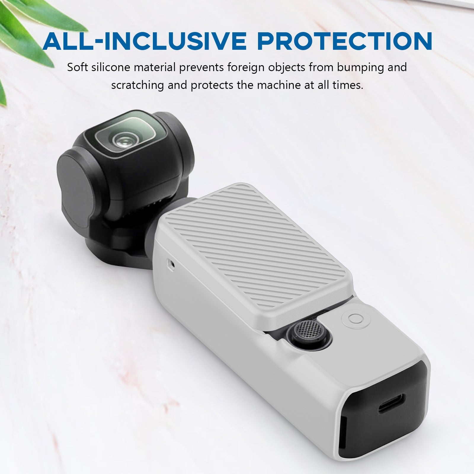 For DJI OSMO Pocket 3 PULUZ  2 in 1 Silicone Cover Case Set with Strap (Grey)