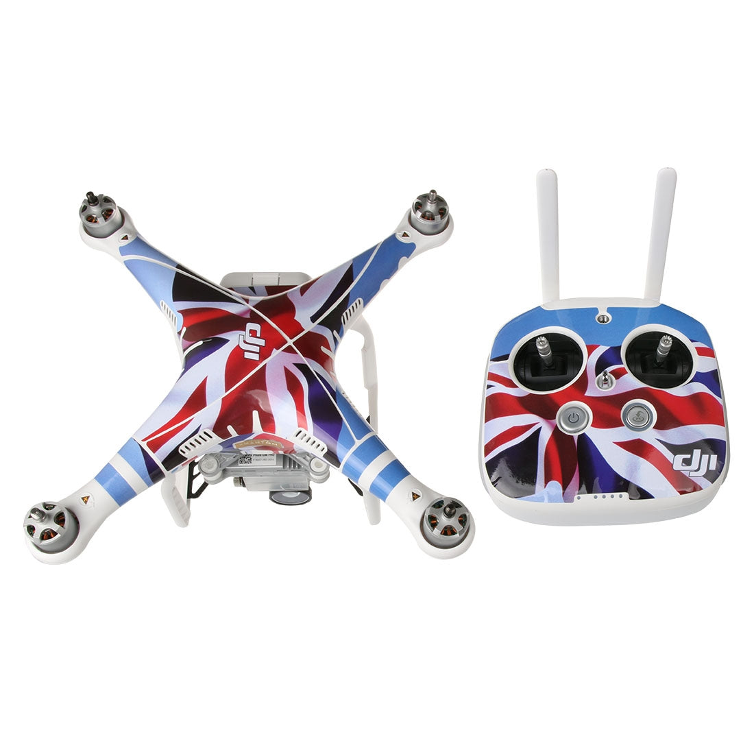 4D Imitation Carbon Fiber PVC Water Resistance Sticker Kit for DJI Phantom 3 Quadcopter & Remote Controller & Battery(UK Flag Pattern)