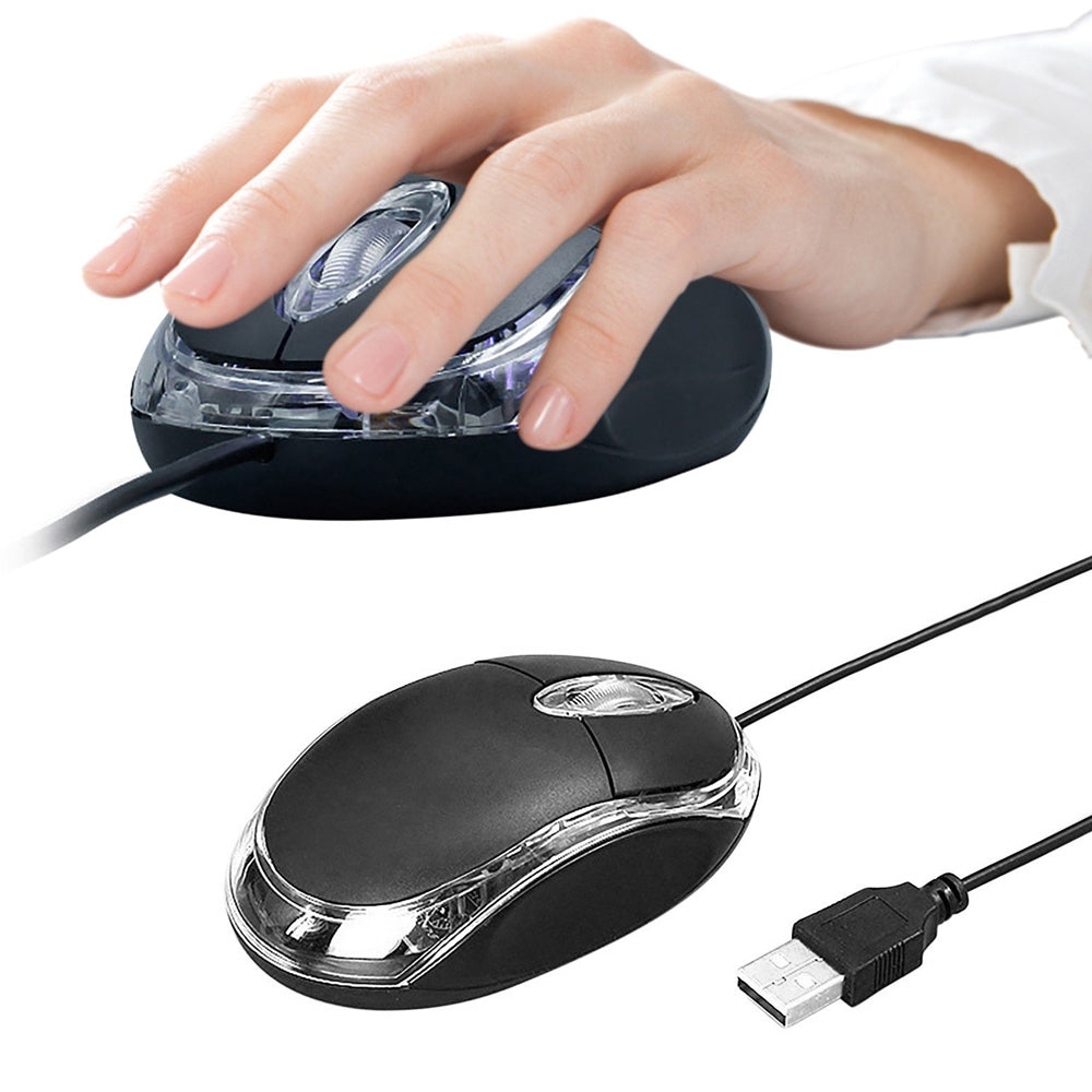 1000dpi Colorful Light USB Scroll Wheel Optical Mouse(Black)