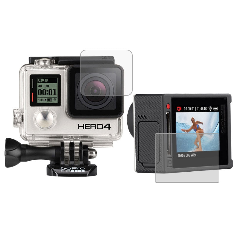 Ultra Clear LCD Screen Protector + Housing Glass Lens Protector Film for GoPro HERO4 Silver Camera