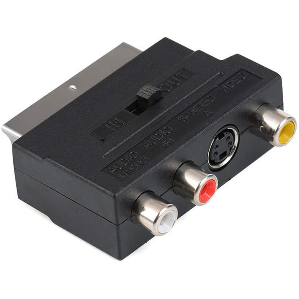 Scart Male to Female with Composite AV + S-Video Sockets(Black)