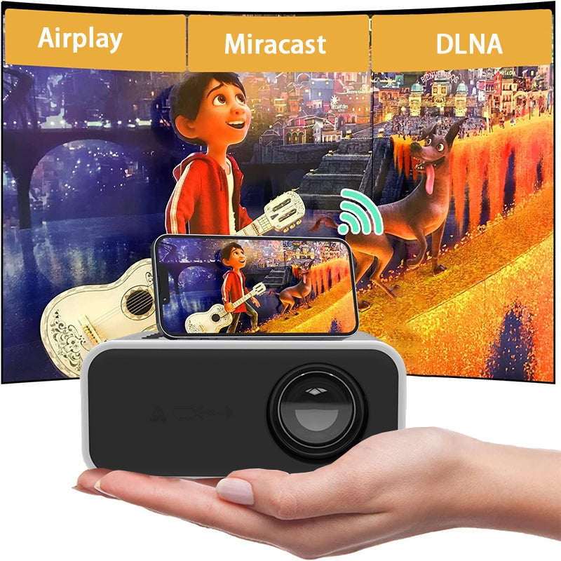 YT300 Home Multimedia Mini Remote Projector Support Mobile Phone(UK Plug White)