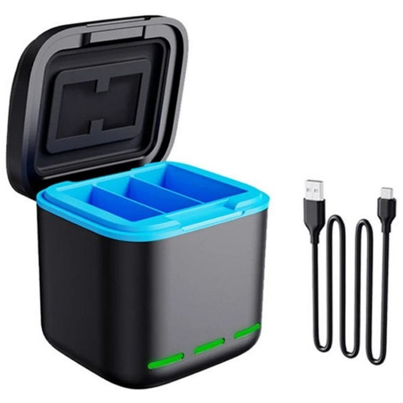 GP-910 3-Battery Charging Box Storage Case For GoPro HERO12 Black /11 Black /10 Black /9 Black