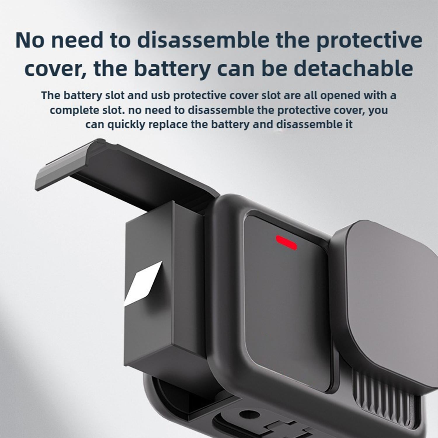 For GoPro HERO13 Black Silicone Protective Case with Wrist Strap & Lens Cover & Side Interface Cover
