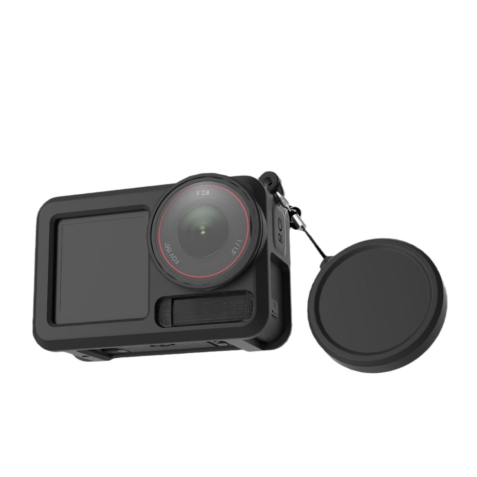 For DJI Action 5 Pro / 4 / 3 Soft Silicone Shockproof Protective Case Cover with Lens Cap(Black)