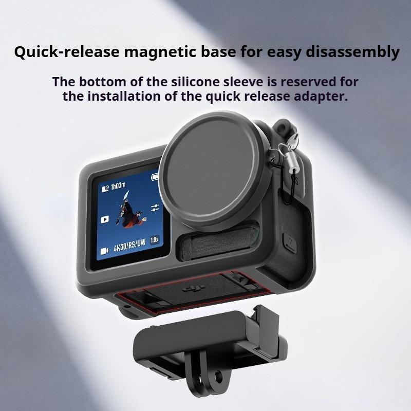 For DJI Action 5 Pro / 4 / 3 Soft Silicone Shockproof Protective Case Cover with Lens Cap(Black)