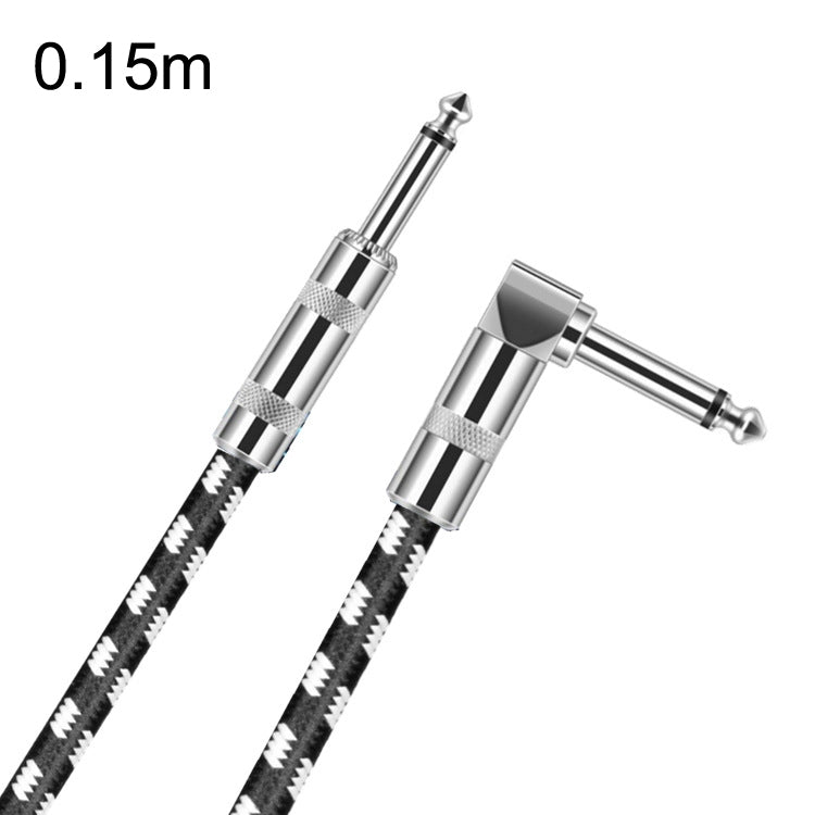 0.15m 1 Straight Head +1 Elbow Head 6.35mm Guitar Cable Oxygen-Free Copper Core TS Large Two-core Cable