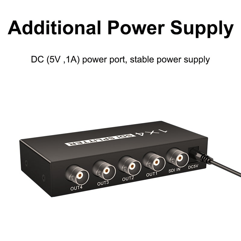 1 In 4 Out SD-SDI / HD-SDI / 3G-SDI Distribution Amplifier Video SDI Splitter(EU Plug)