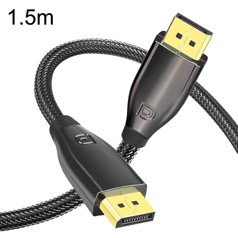 1.5m 1.4 Version DP Cable Gold-Plated Interface 8K High-Definition Display Computer Cable OD6.0MM 30AWG With Nylon Mesh(Black)