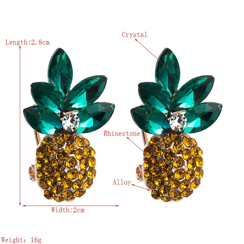 1 Pair Alloy Inlaid Colorful Rhinestone Pineapple Earrings(White)