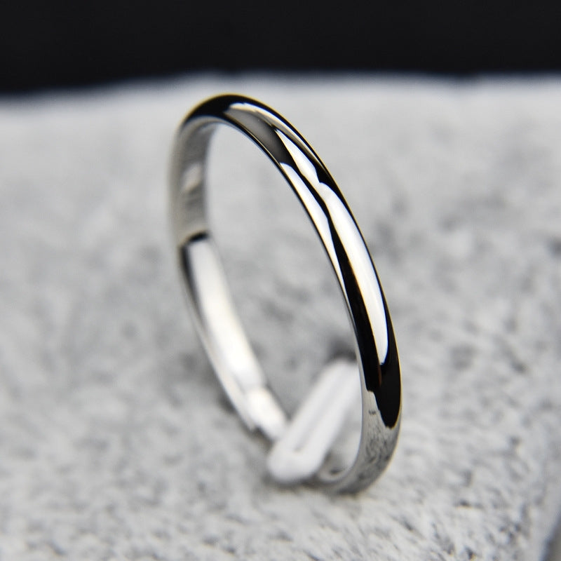 Female Stainless Steel Titanium Steel Ring, Ring Size:5(Silver)