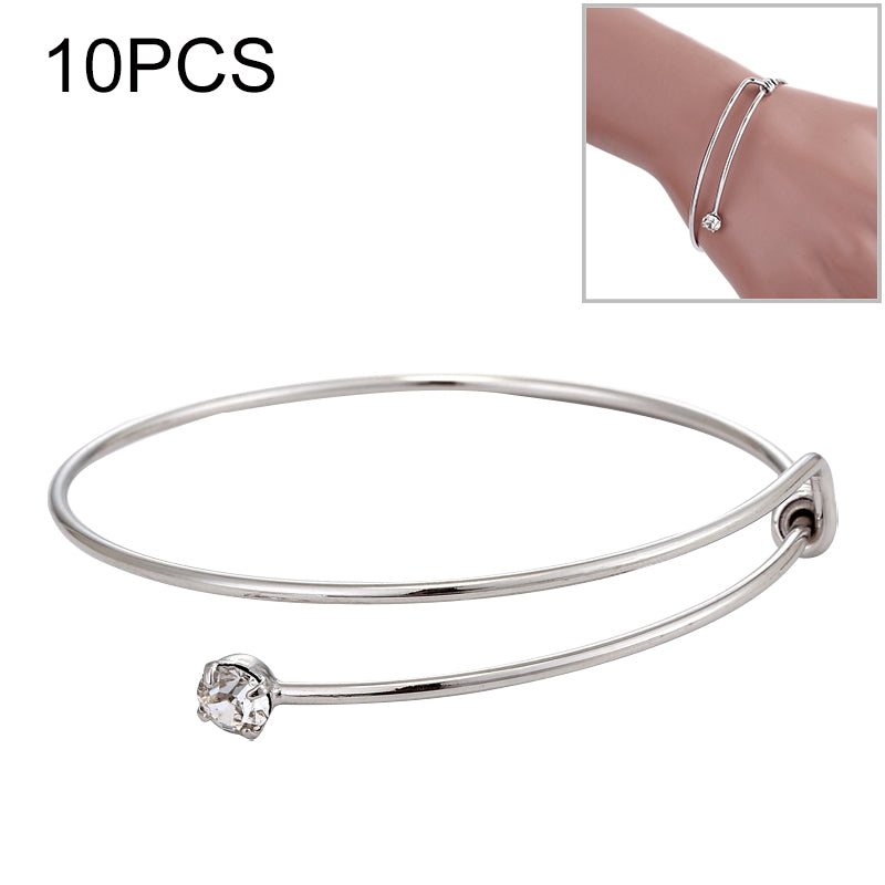 10 PCS Adjustable Rhinestone Bracelet Bangle Jewelry Bracelets