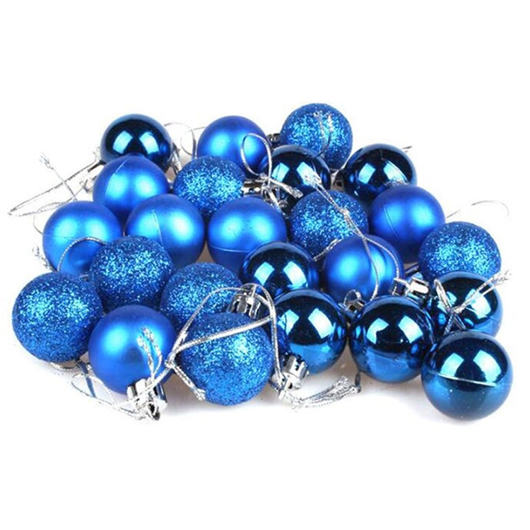 1 Box 3cm Home Christmas Tree Decor Ball Bauble Hanging Xmas Party Ornament Decorations(blue)