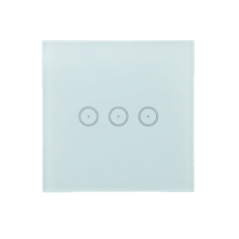 Wifi Wall Touch Panel Switch Voice Control Mobile Phone Remote Control, Model: White 3 Gang (Zero Firewire Wifi)