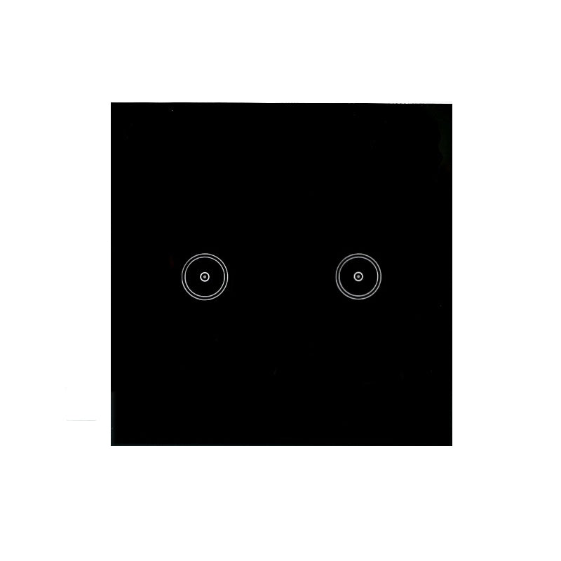 Wifi Wall Touch Panel Switch Voice Control Mobile Phone Remote Control, Model: Black 2 Gang (Single Firewire Zigbee)