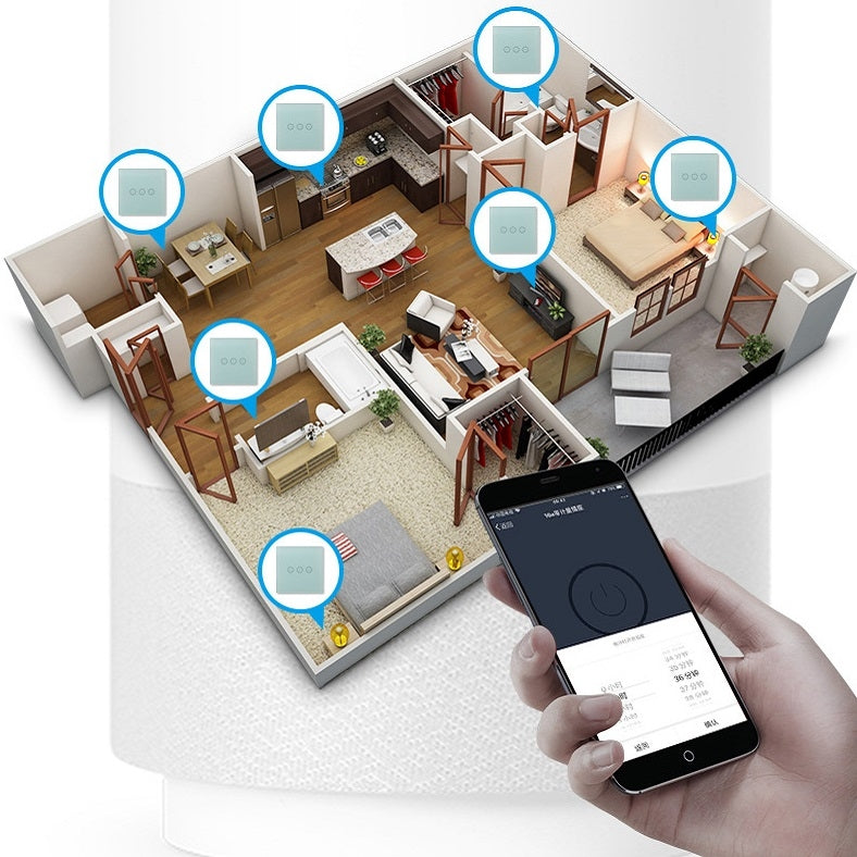 Wifi Wall Touch Panel Switch Voice Control Mobile Phone Remote Control, Model: White 1 Gang (Zero Firewire Zigbee)