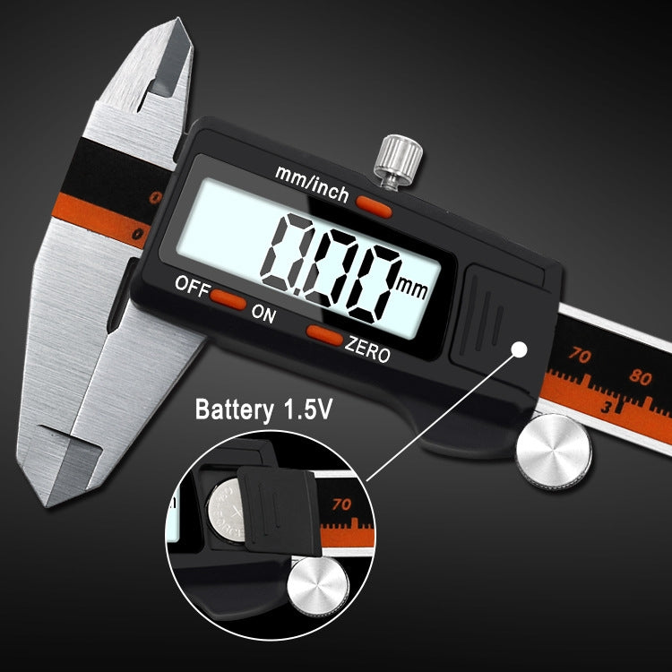 0-150mm Plastic Meter Stainless Steel Body Digital Display Electronic High-Precision Vernier Caliper, Specification: 2 Units of mm/inch