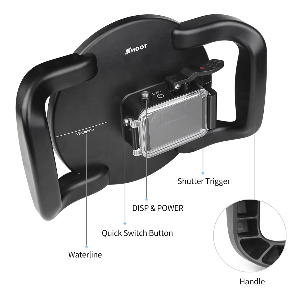 XTGP546 Dome Port Underwater Diving Camera Lens Transparent Cover Housing Case with Handle Trigger For DJI Osmo Action