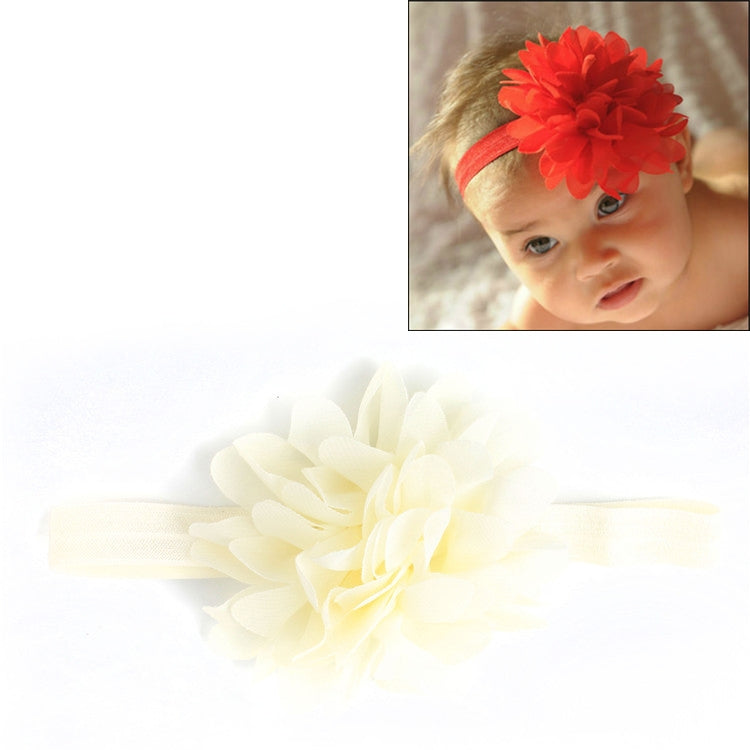 Baby Girl Elastic Hairband Children Hair Wear Flower Headband(Beige)