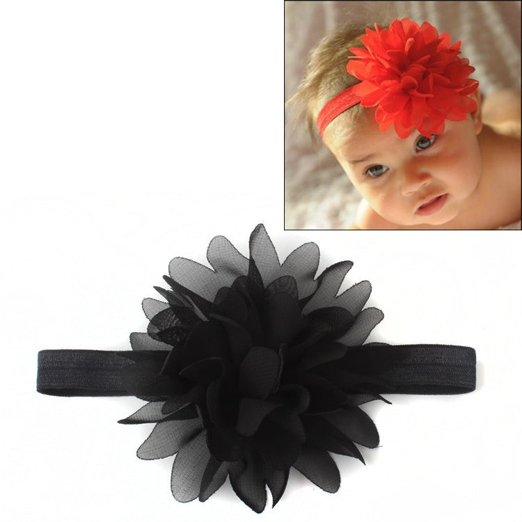 Baby Girl Elastic Hairband Children Hair Wear Flower Headband(Black)