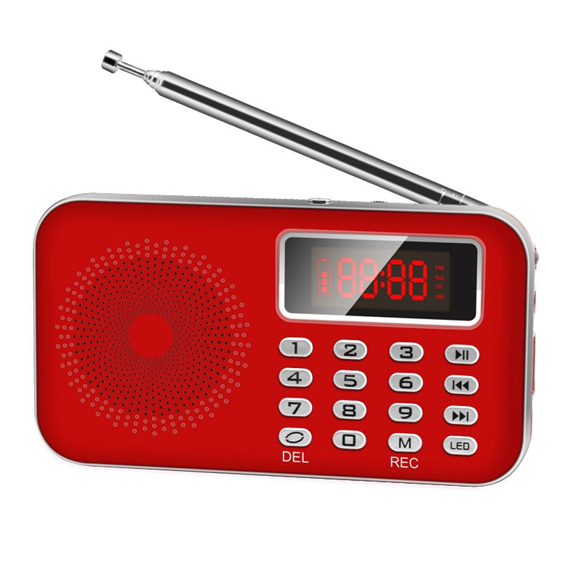 Y-619 FM/AM Mini Radio MP3 Rechargeable Music Player Support TF/SD Card with LED Display(Red)