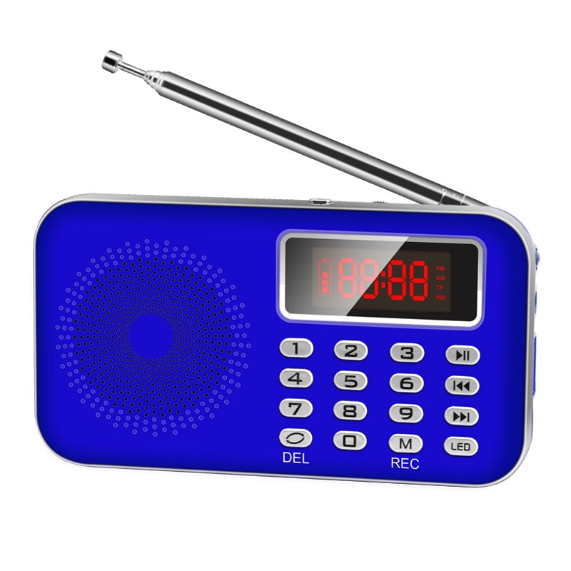 Y-619 FM/AM Mini Radio MP3 Rechargeable Music Player Support TF/SD Card with LED Display(Blue)