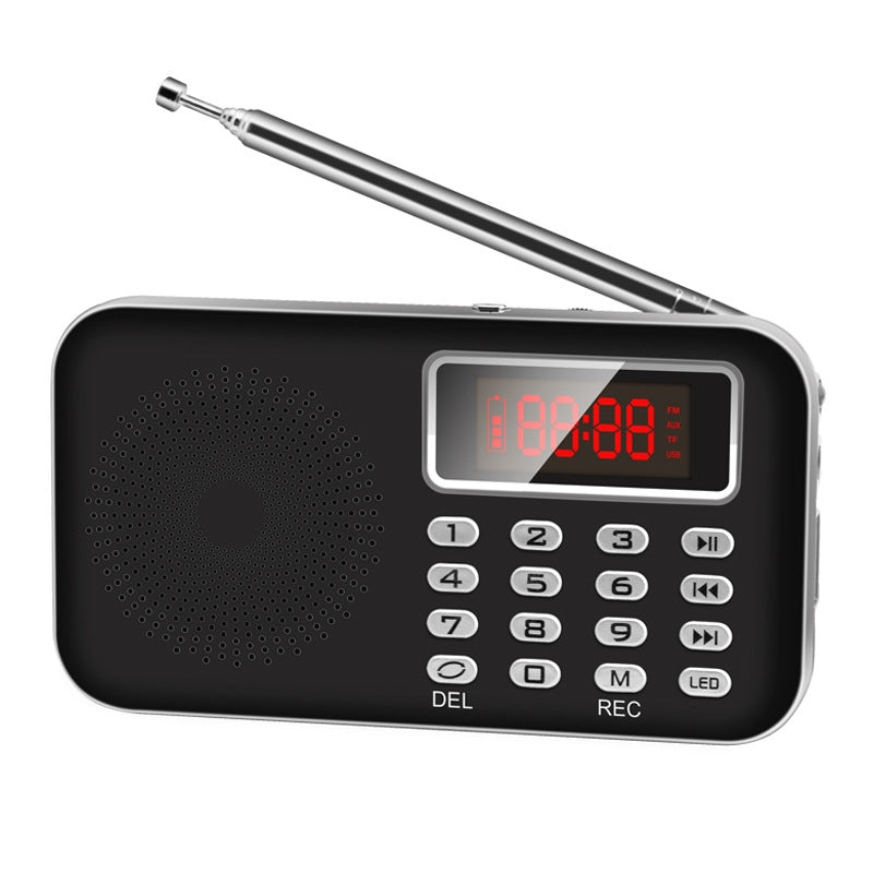 Y-619 FM/AM Mini Radio MP3 Rechargeable Music Player Support TF/SD Card with LED Display(Black)