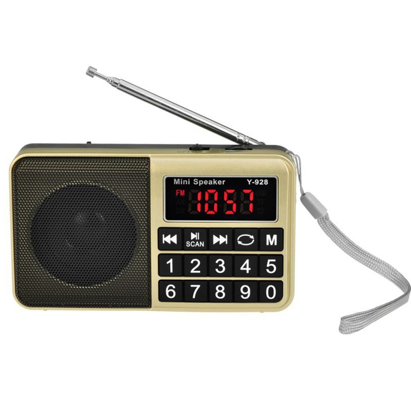 Y-928 FM Radio LED Display MP3 Support TF Card U Disk(Gold)