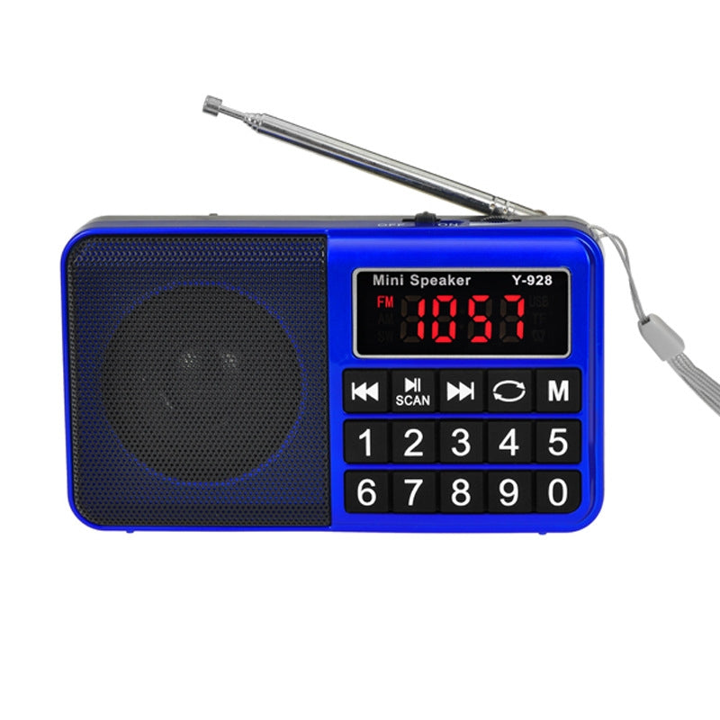 Y-928 FM Radio LED Display MP3 Support TF Card U Disk(Blue)