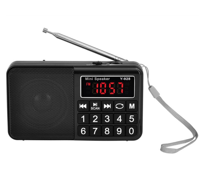 Y-928 FM Radio LED Display MP3 Support TF Card U Disk(Black)