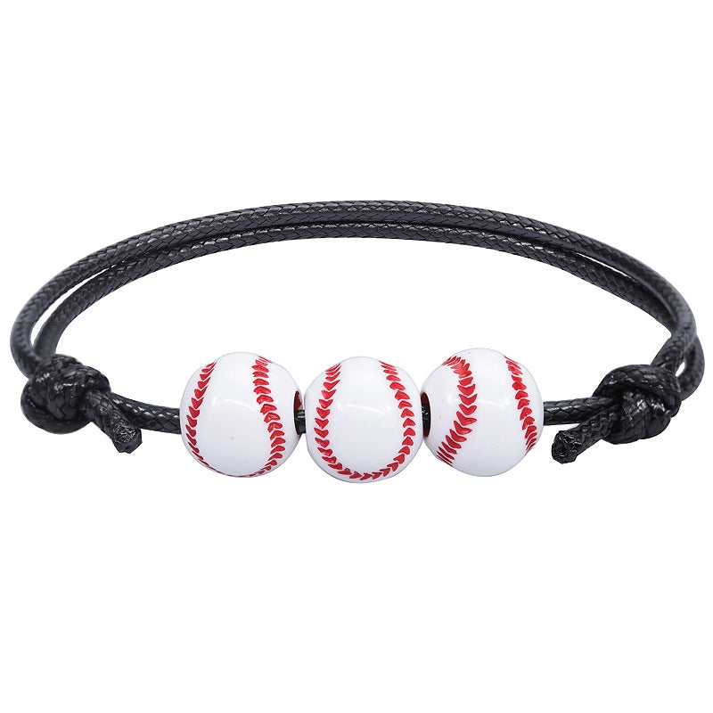 10 PCS Basketball Baseball Adjustable Braided Wire Bracelet(1)