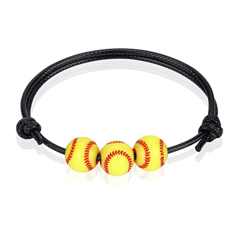 10 PCS Basketball Baseball Adjustable Braided Wire Bracelet(11)