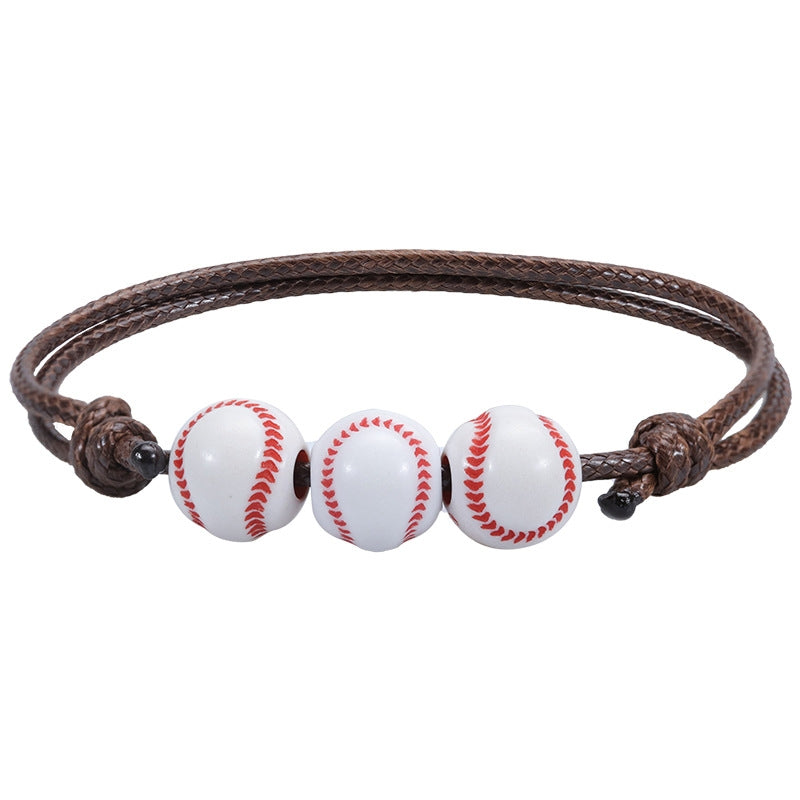 10 PCS Basketball Baseball Adjustable Braided Wire Bracelet(14)