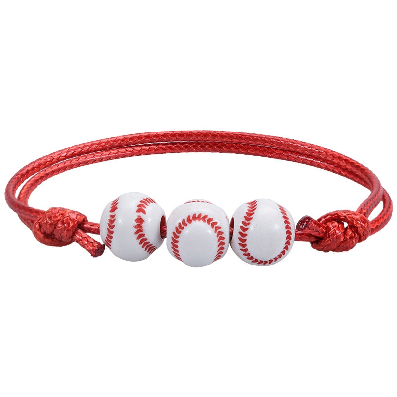 10 PCS Basketball Baseball Adjustable Braided Wire Bracelet(15)