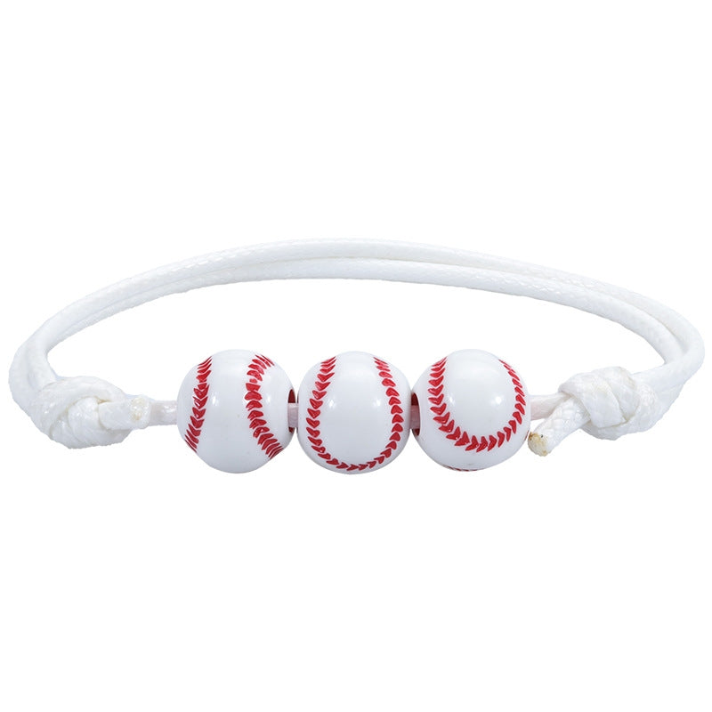 10 PCS Basketball Baseball Adjustable Braided Wire Bracelet(21)