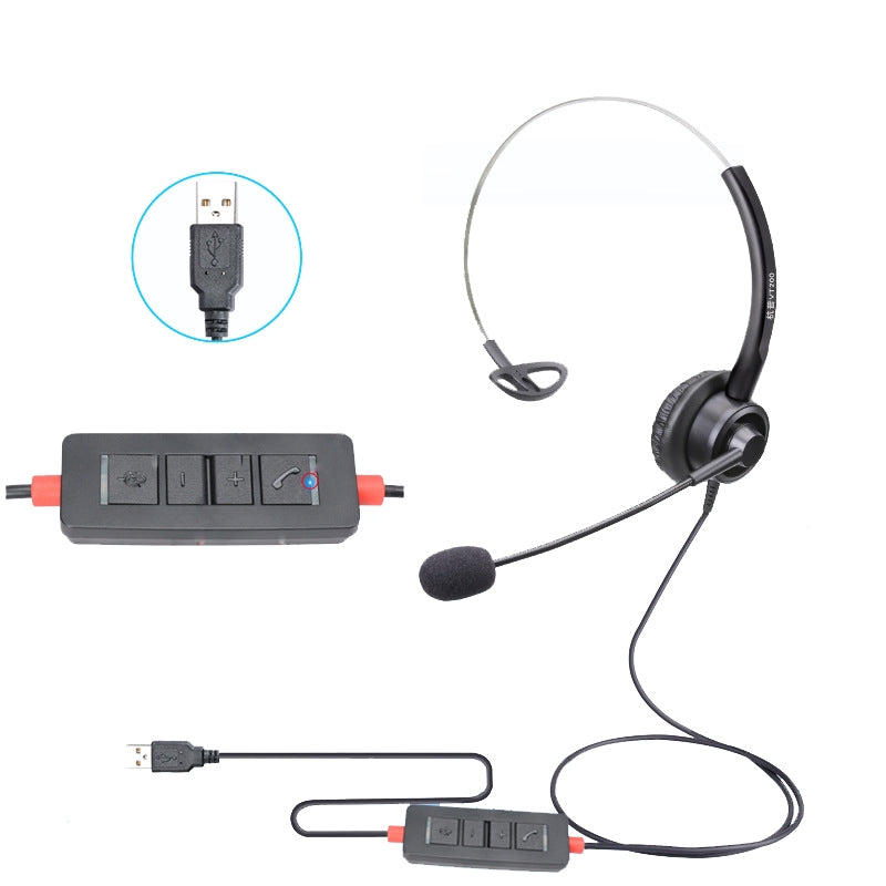 VT200 Single Ear Telephone Headset Operator Headset With Mic,Spec: USB Head with Tuning