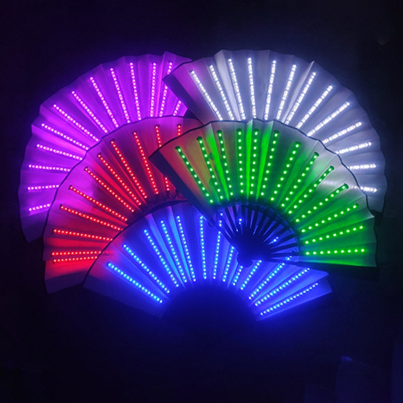 00021 LED Prom Lighting Folding Fan Bar Colorful Atmosphere Group Props, Color: White