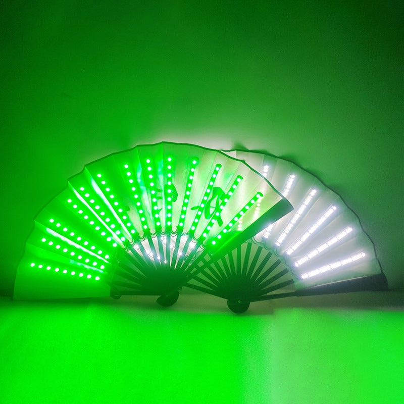 00021 LED Prom Lighting Folding Fan Bar Colorful Atmosphere Group Props, Color: White