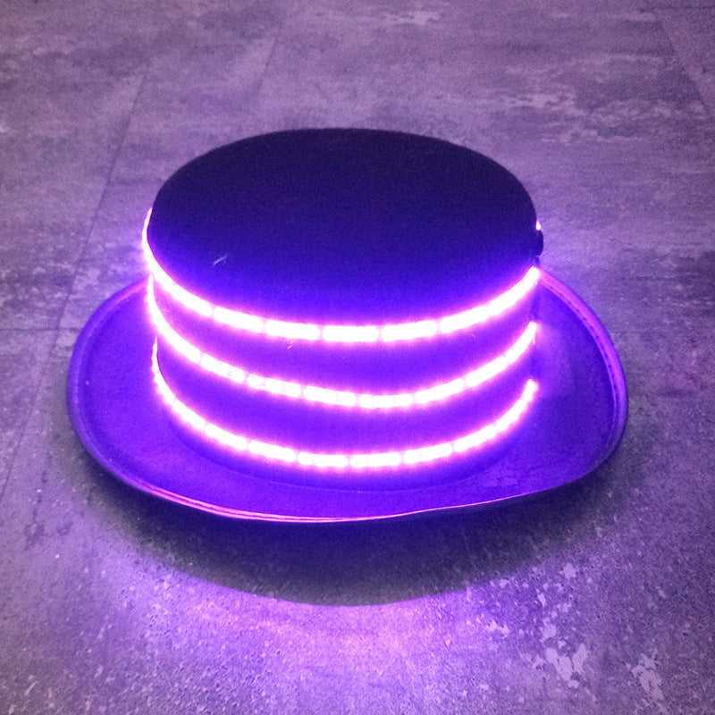 00068 LED Bar Luminous Jazz Hat Stage Magic Show Props, Color: Pink Flashing