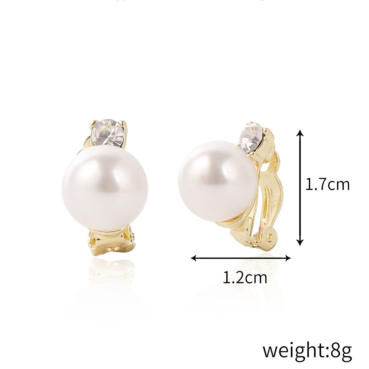 0402 Short Gold Baroque Earrings Pearl Ear Clip Women Without Ear Piercing