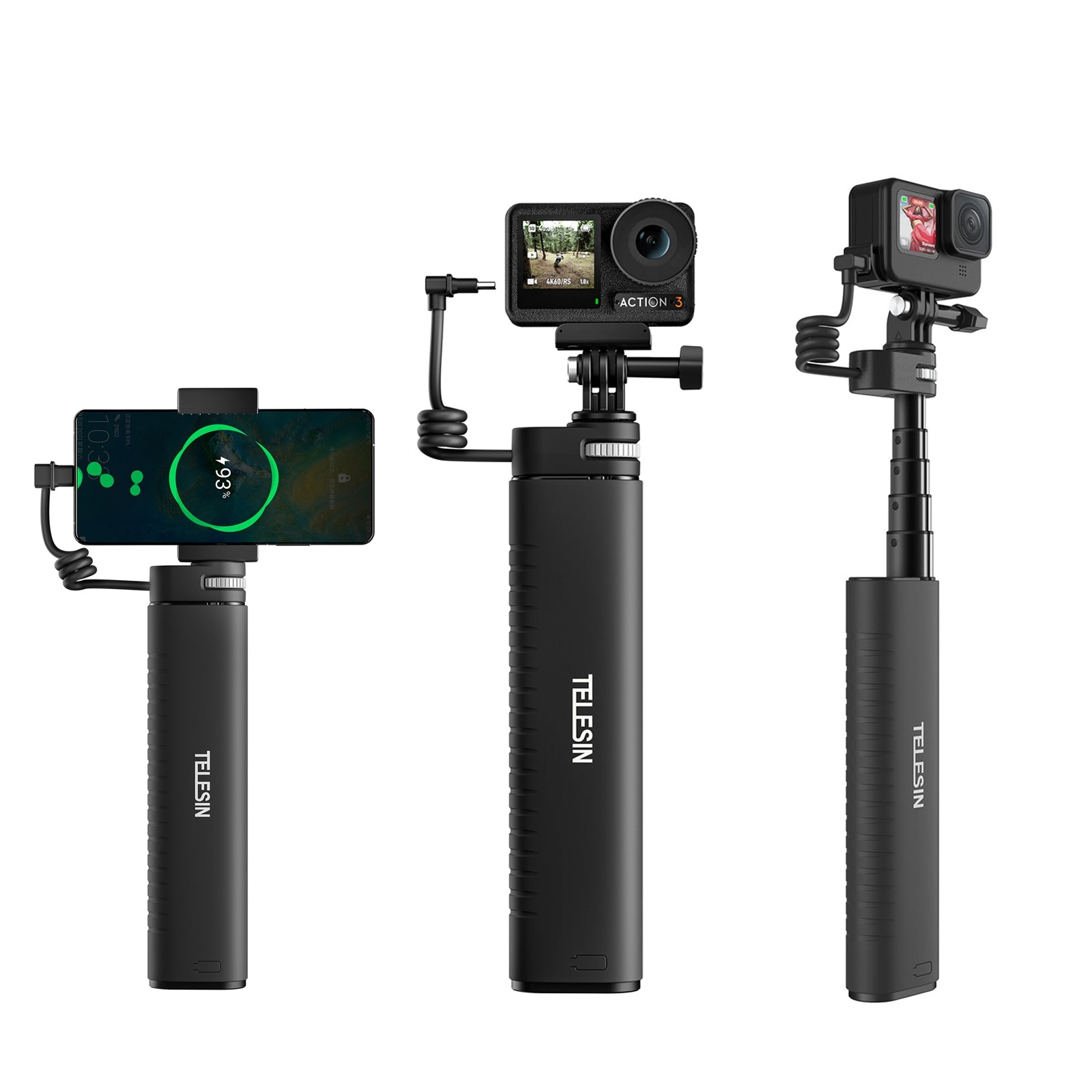 TELESIN Charging Selfie Stick 10000mah Power Bank Universal For Sports Camera & Smart Phone