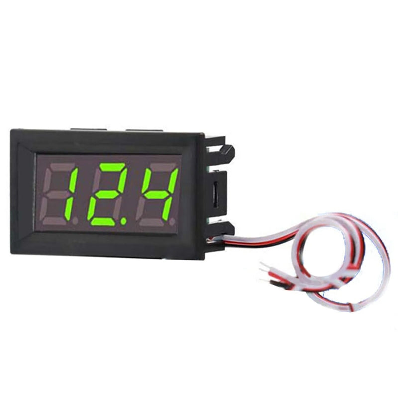 0V-30V 3 Wire DC Voltmeter Terminal 0.56 Inch LED Digital Voltmeter Accessories Reverse Connection Protection, Color: Green