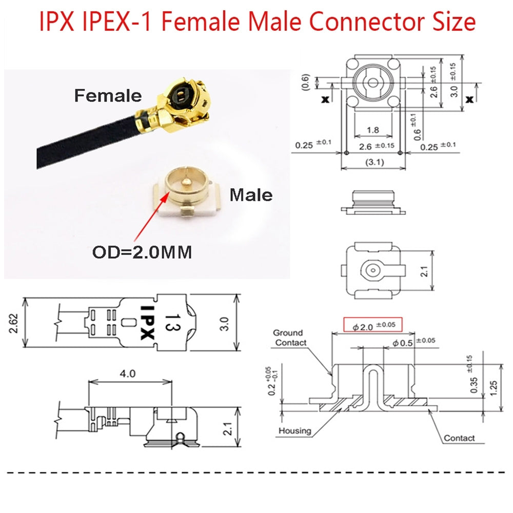 1 In 3 IPX To RPSMAJ RG178 Pigtail WIFI Antenna Extension Cable Jumper(15cm)