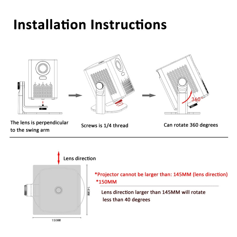 Projector 360 Degree Rotating Bracket Projection Flip Stand(White)