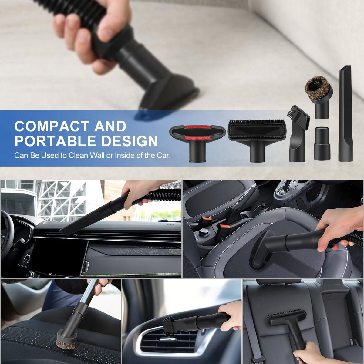 10 In 1 Universal Vacuum Attachments 32mm Nozzle Adapter Accessories Cleaning Kit