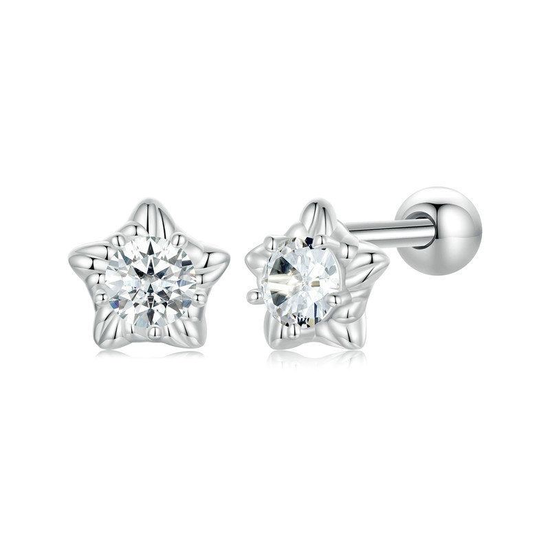 S925 Sterling Silver Moissanite Star Thread Earrings(MSE051)