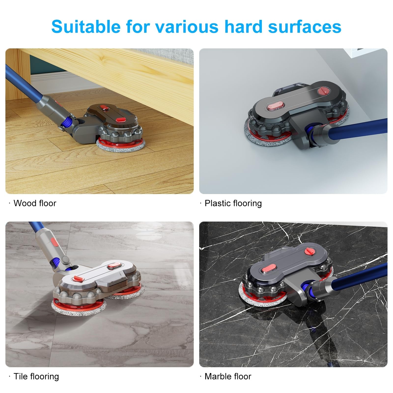 For Dyson V6 / DC62  Vacuum Cleaner Electric Mop Head with Detachable Water Tank and 6 Mop Pads