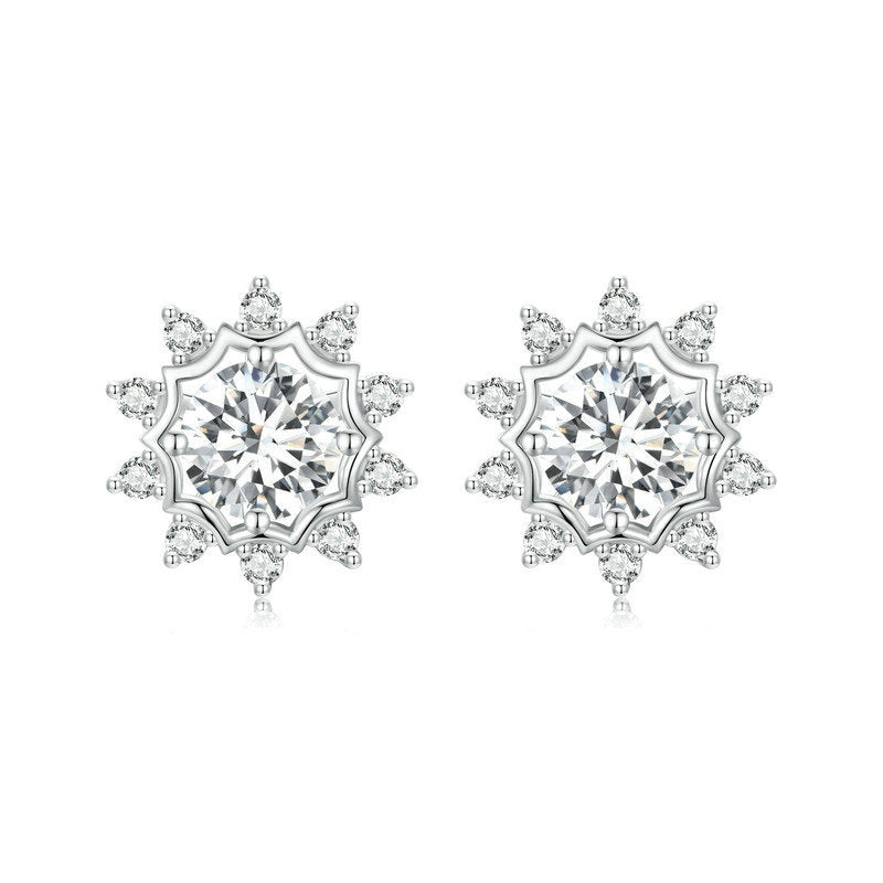 S925 Sterling Silver Plated With White Gold Shining Moissanite Earrings(MSE048)