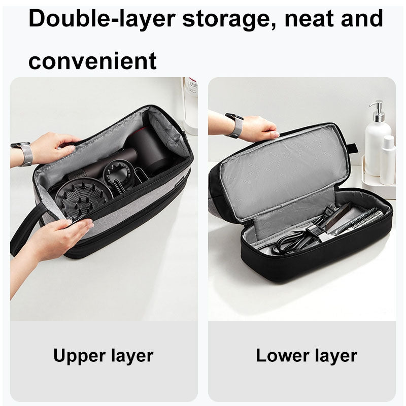 For Dyson Baona BN-DS005 Large-capacity Double-layer Hair Dryer Curling Iron Storage Bag(Gray)